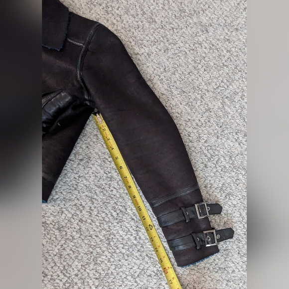 NWOT Guess UNISEX (Size S)  Faux-Leather Black Bomber Jacket With Sherpa Lining - Picture 13 of 16